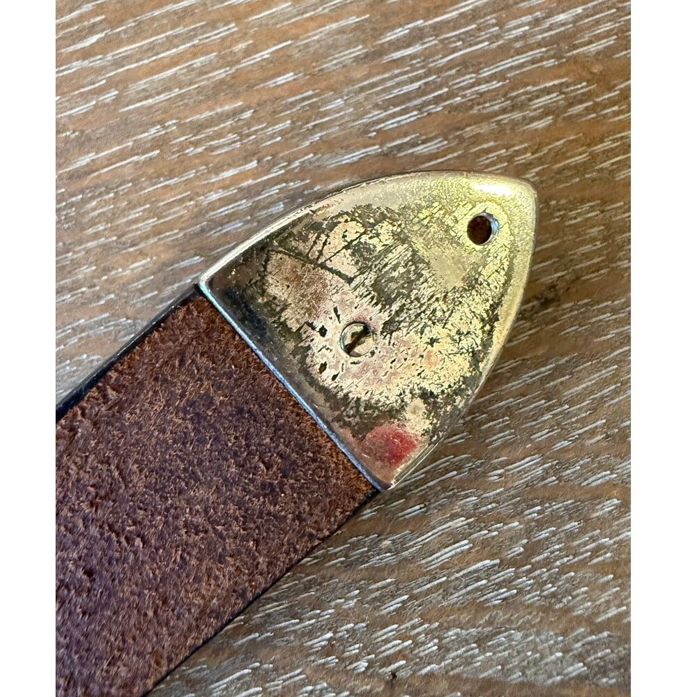 Vintage Brown Leather Silver Accent Western Cowboy Belt Men size 36 - Picture 8 of 10